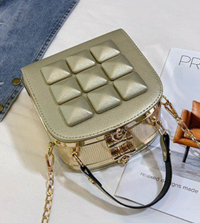 3D Geometric Design Metal Frame Satchel